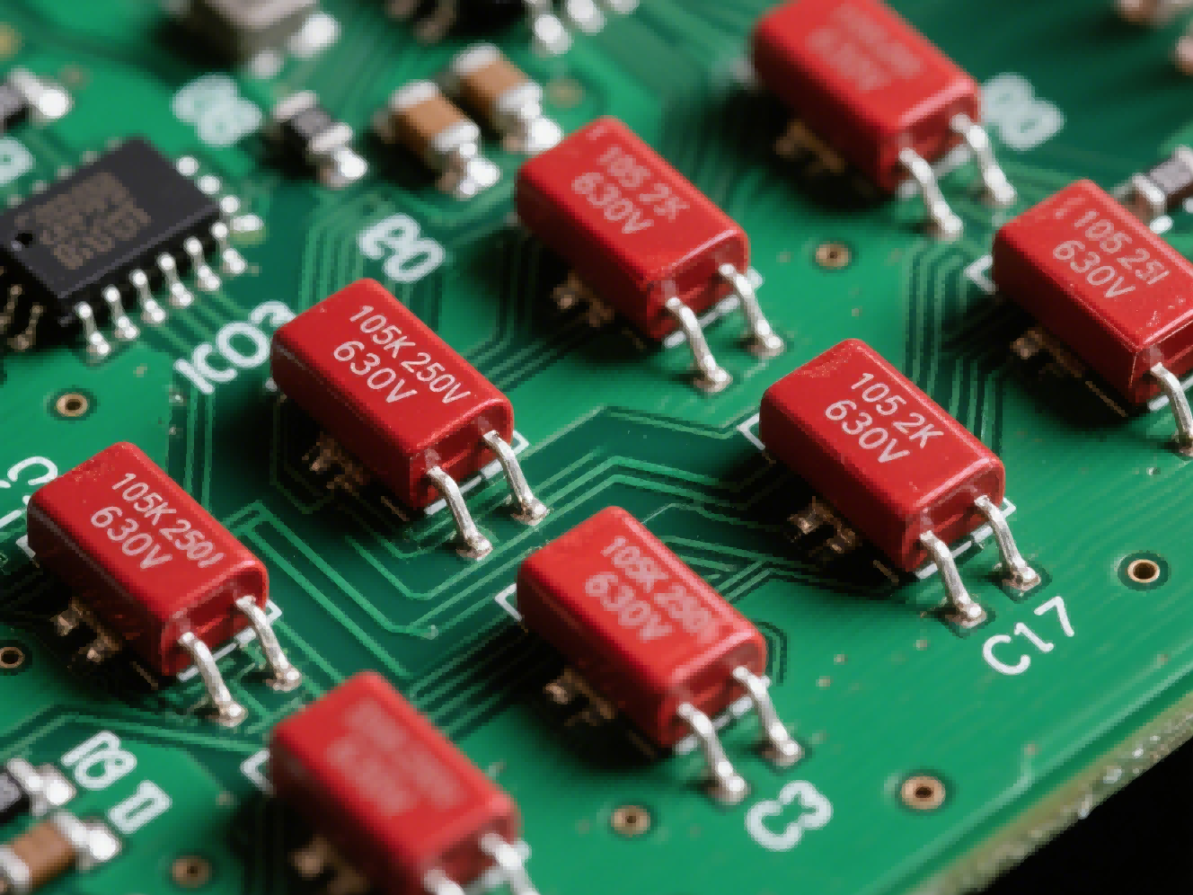 Red aluminum foil capacitors are a common type of electrolytic capacitor, named for the striking red coating on their shells. Their core structure consists of aluminum foil electrodes, electrolyte, and electrolytic paper, etc. The aluminum foil undergoes electrochemical corrosion to form a porous structure, increasing the surface area and enhancing the capacitance capacity. This type of capacitor is a polar capacitor. In the circuit, it must be correctly connected according to the positive an